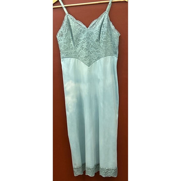 Sears Other - Vintage Vanity Fair Full Slip Lace Blue Coquette Regencycore Soft Girl Bridal